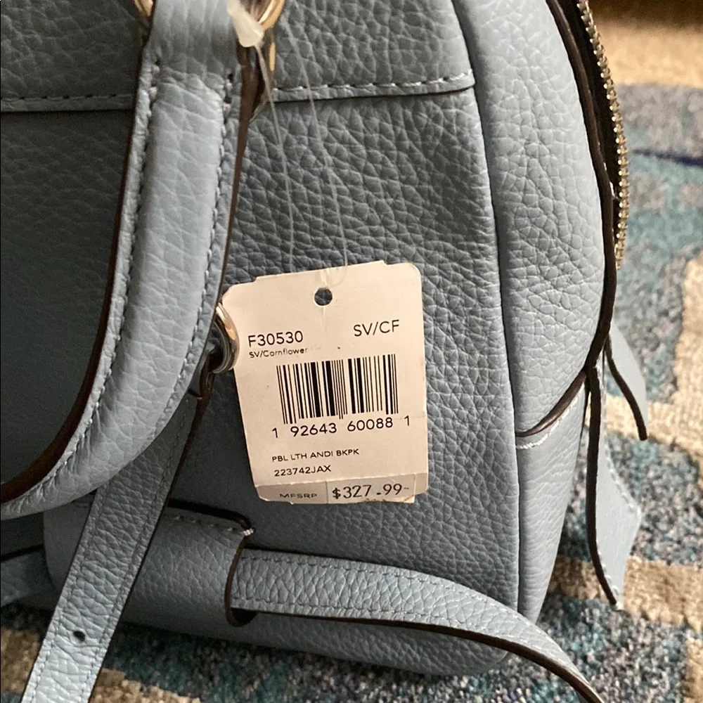 Coach Light Sky Blue Leather Backpack - Picture 7 of 7